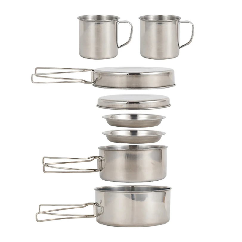 Camping Cooking Recipes - 8pcs/Set Camping Cookware Mess Kit Stainless