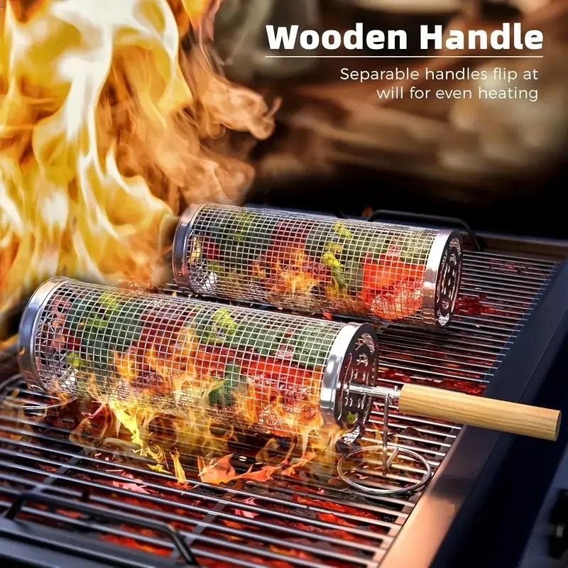 Camping Cooking Bbq - Food Grade Stainless Steel Round Rolling