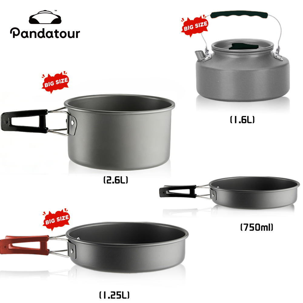 Camping Cooking Set 2 Person - Pandatour Camping Cooking Aluminum Outdoor Travel