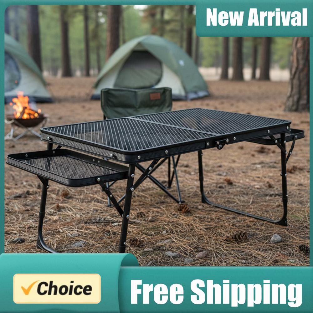 Camping Cooking Table - Folding Grill Table Height Adjustable Portable