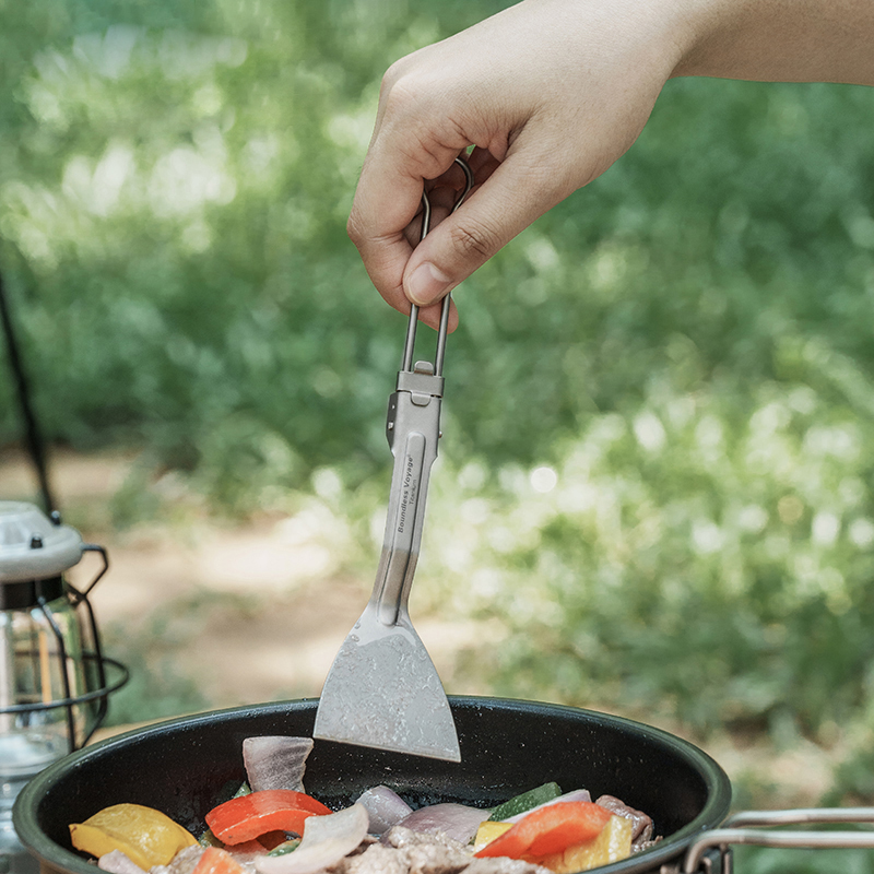 Camping Cooking Box Set - Boundless Voyage Camping Tableware Titanium Spatula
