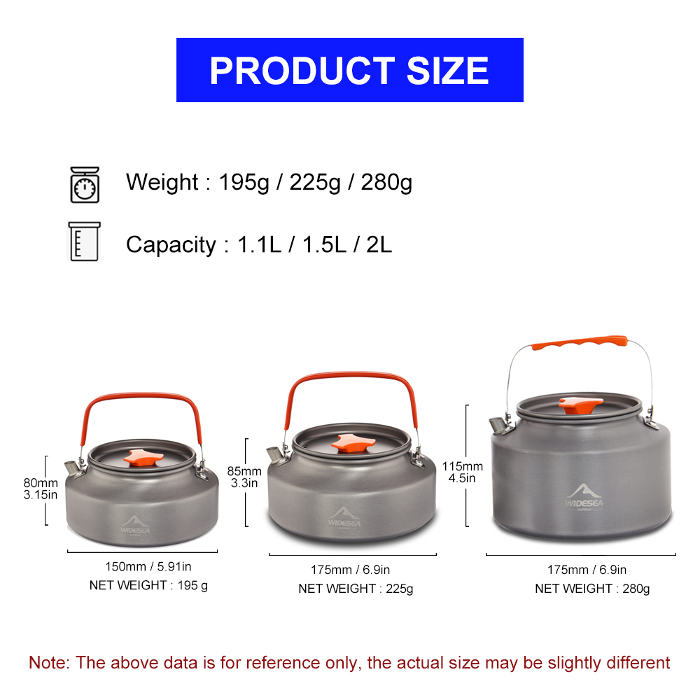 Widesea 1.1L 2L1.5L Camping Wa - Camping Cooking Full Set review and price