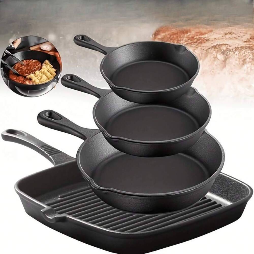 4-Piece Cast Iron Cookware Set - Skillet Cast Iron Camp review and price