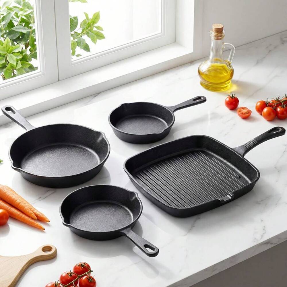 4-Piece Cast Iron Cookware Set - Skillet Cast Iron Camp review and price
