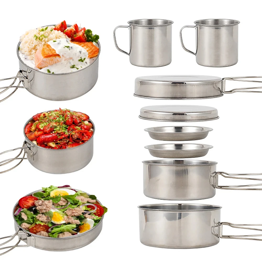 8pcs/Set Camping Cookware Mess - Camping Cooking Recipes review and price