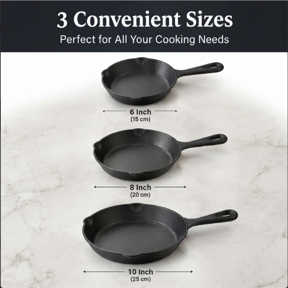 3-Piece Cast Iron Skillet Set, - Skillet Cast Iron Camp review and price