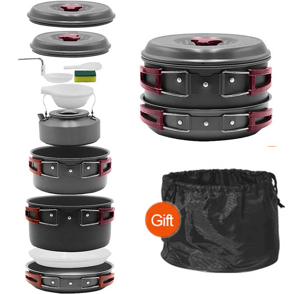 Outdoor cooking 3-4 person pic - Camping Cooking Set With Bag review and price