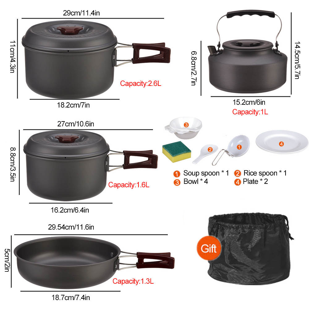 Outdoor cooking 3-4 person pic - Camping Cooking Set With Bag review and price