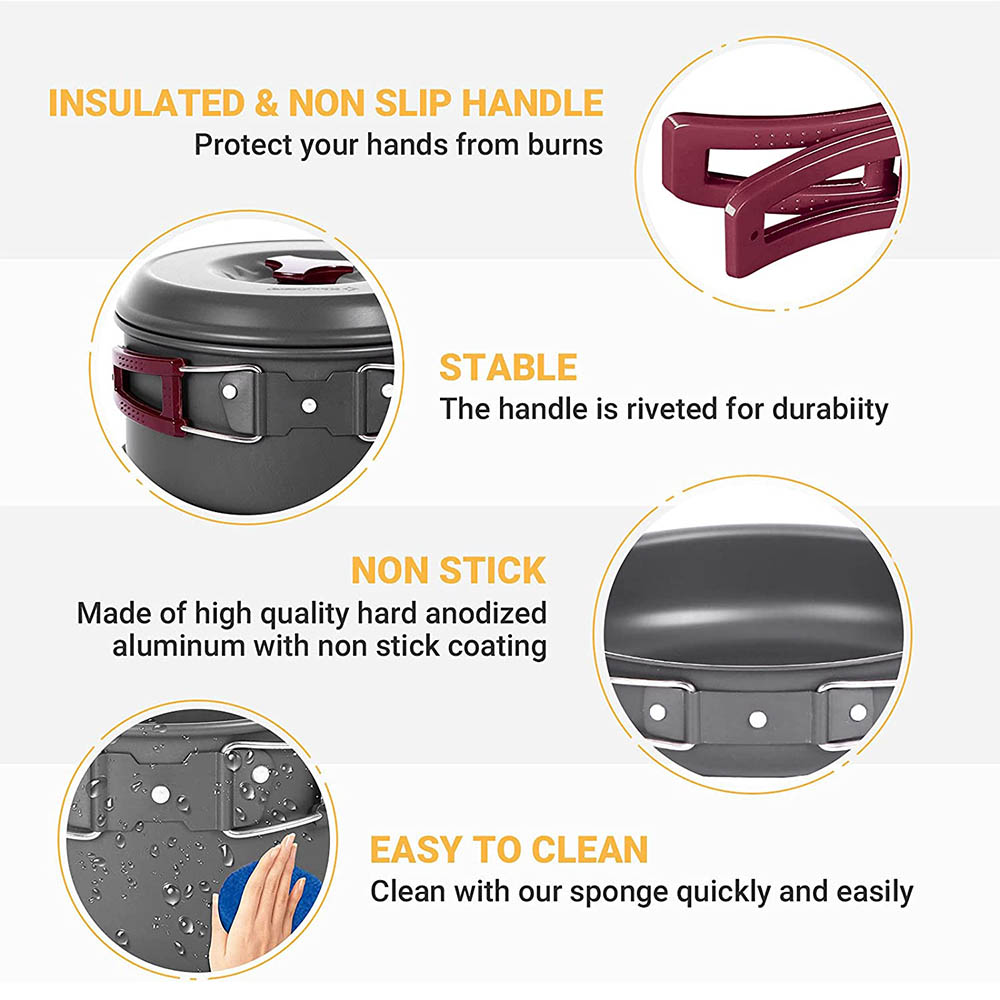 Outdoor cooking 3-4 person pic - Camping Cooking Set With Bag review and price