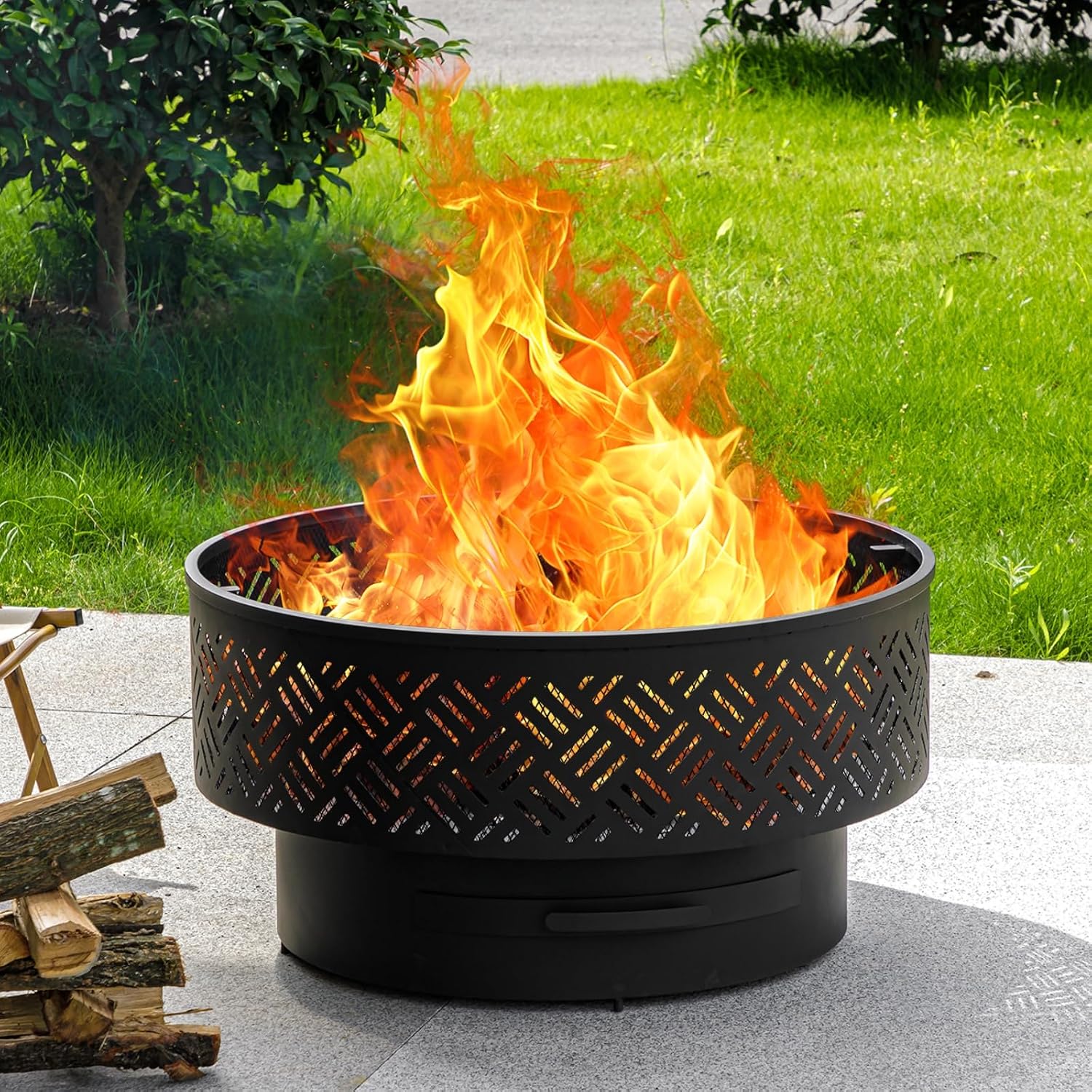 32 Inch Round Metal Wood Burni - Camping Cooking Table review and price