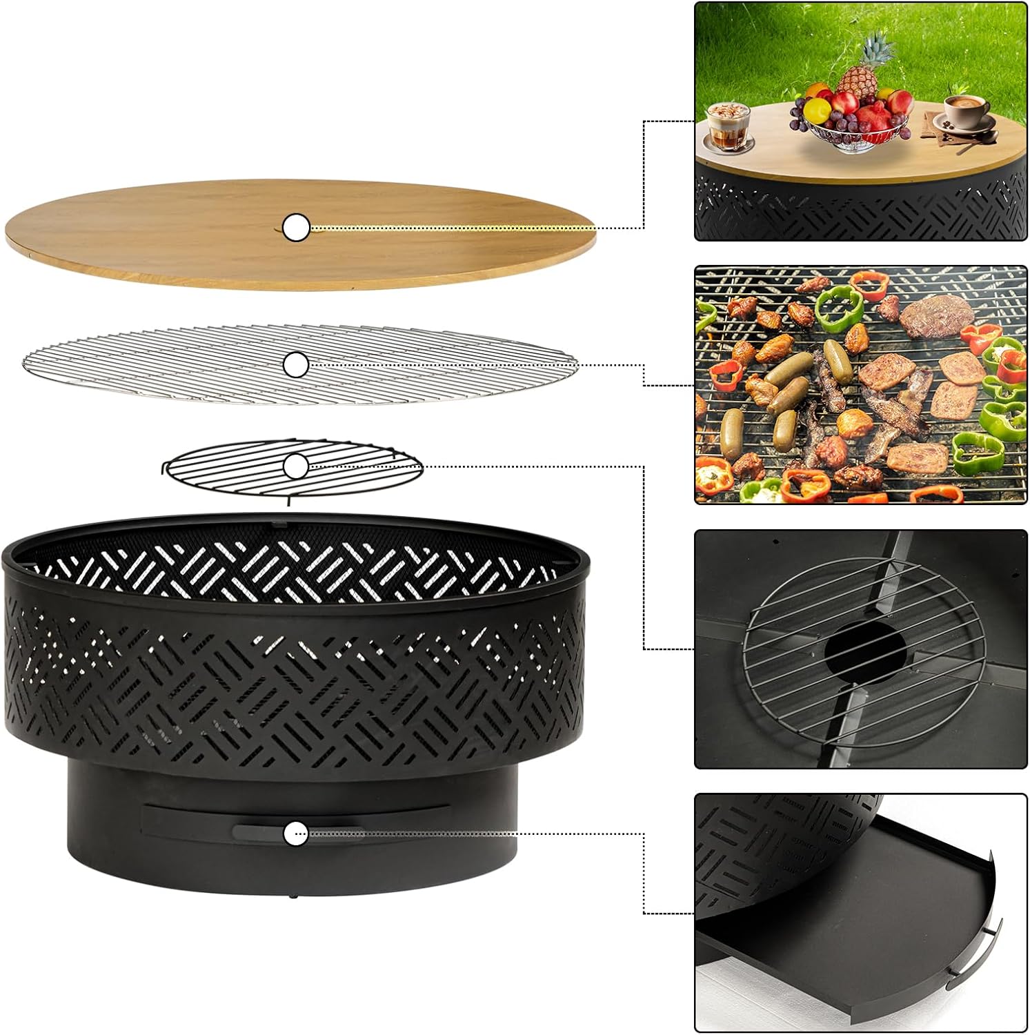 32 Inch Round Metal Wood Burni - Camping Cooking Table review and price