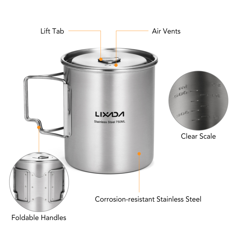 Lixada 750ml Cup Outdoor Stain - Camping Cooking Set With Bag review and price
