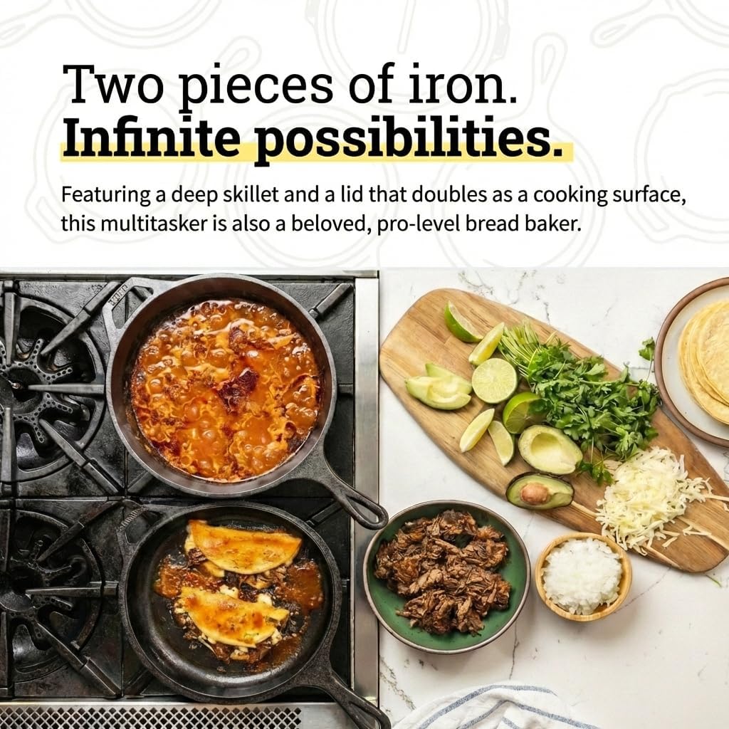 2-in-1 Cast Iron Combo Cooker: - Skillet Cast Iron Camp review and price