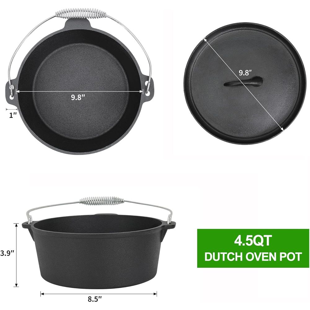 8 Piece Pre-Seasoned Dutch Ove - Vintage Camping Cooking Set review and price